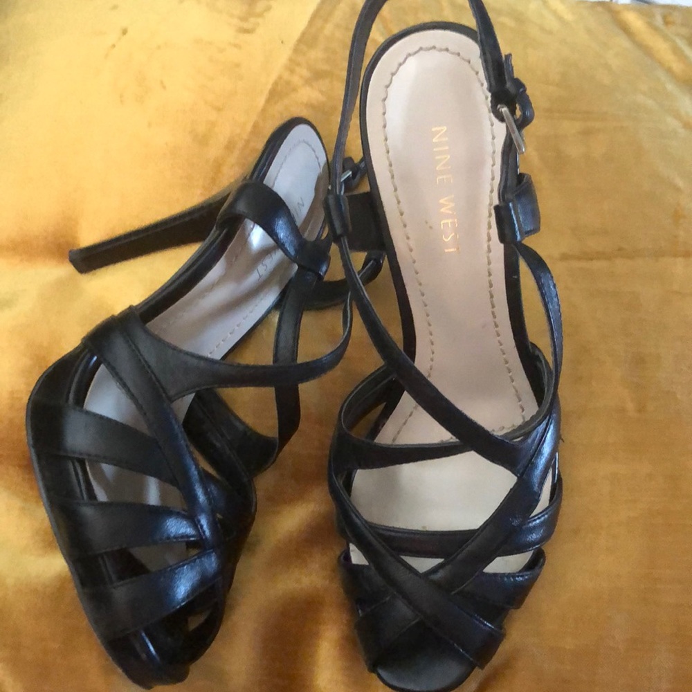 Nine West Strappy Black Heeled Sandals